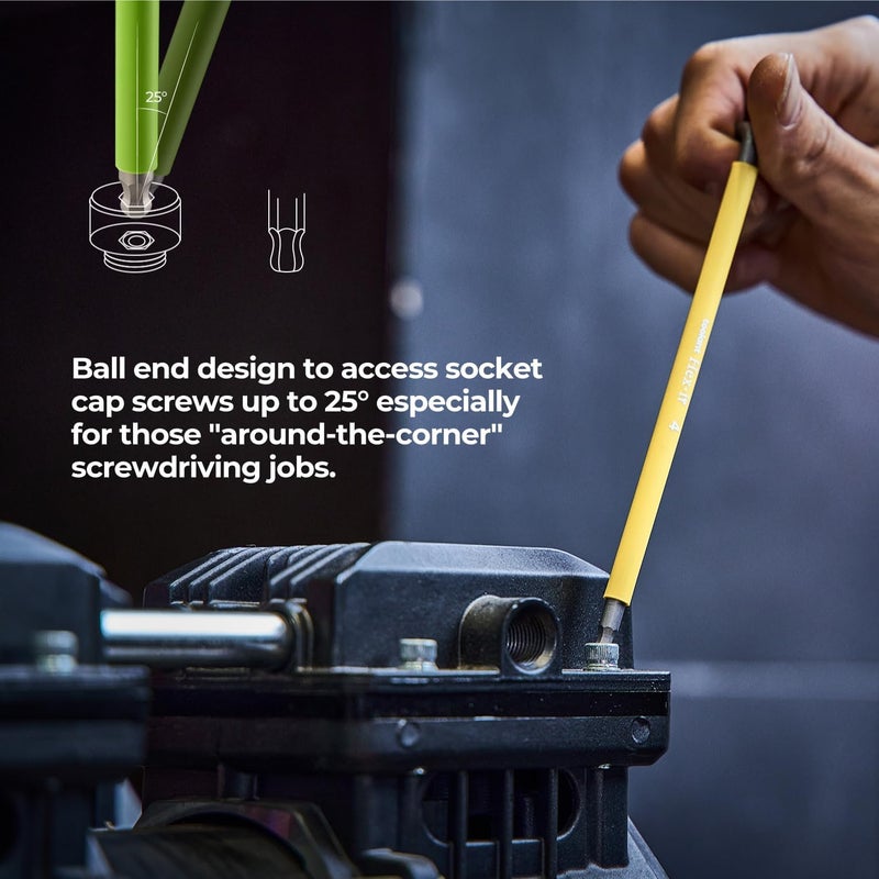 Kraftek Sae Allen Wrenches Sets 13pcs, Extra Long Arm Allen Key Set with Ball End, Crafted Hex Key Set with Color Coded Sleeves, Unique Patented Holder Design for Magnetizing and Demagnetizing - Image 4